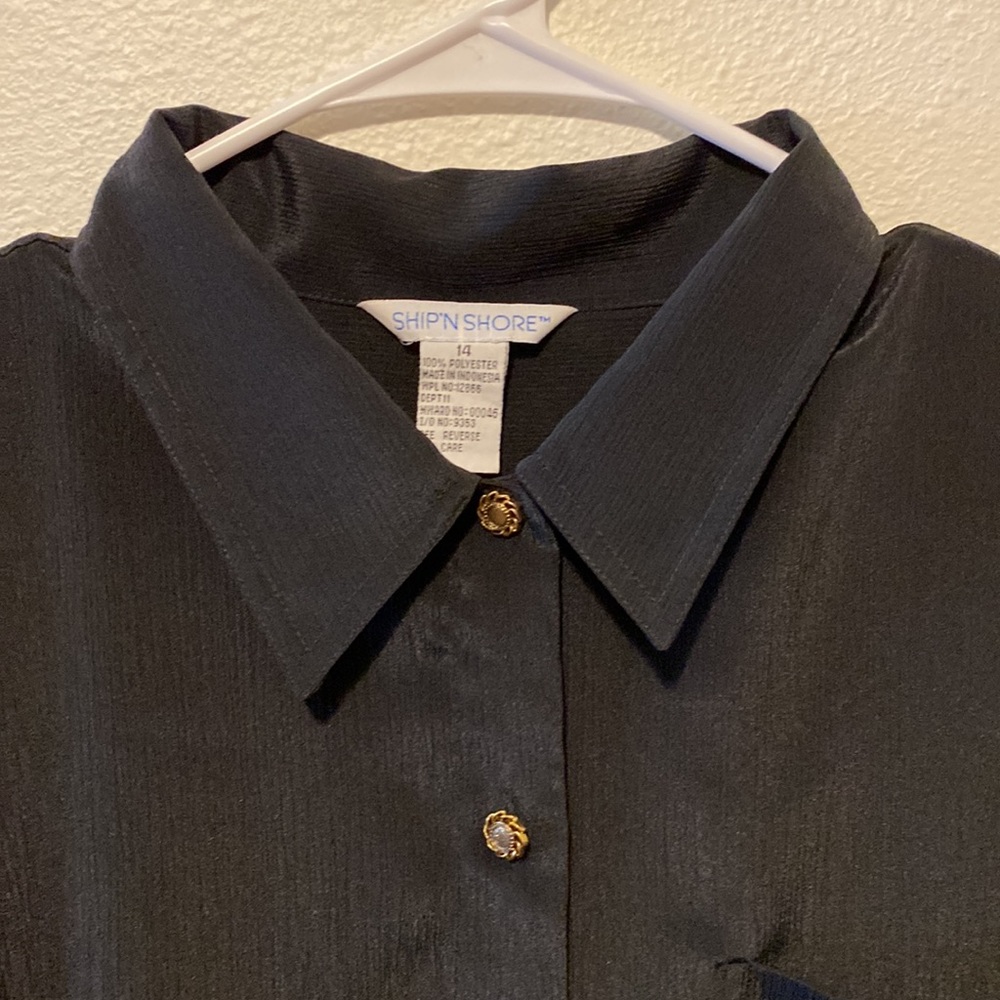 Iridescent Black Button Down With Pretty Gold But… - image 3